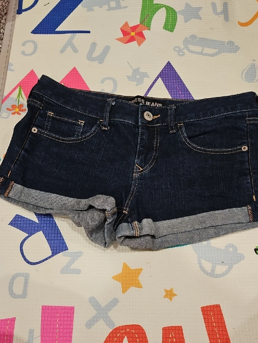 Express Dark Blue Rolled Cuff Denim Shorts
